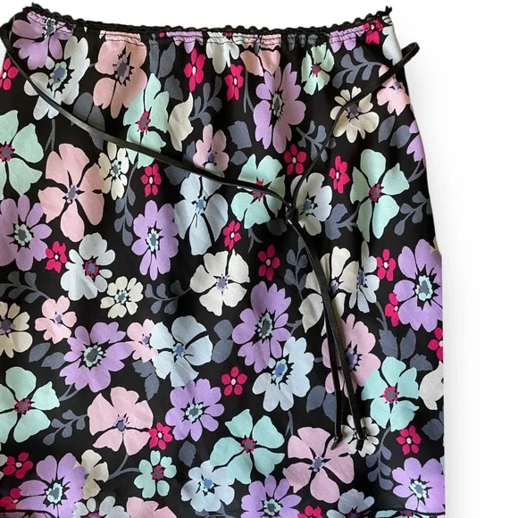 Vintage Y2K Pink & Purple Floral Short Mini Skirt with Rope Belt Size Small - Picture 3 of 9
